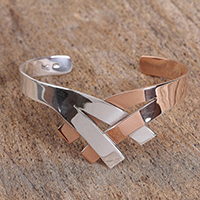 Sterling silver and copper cuff bracelet, Metallic Union