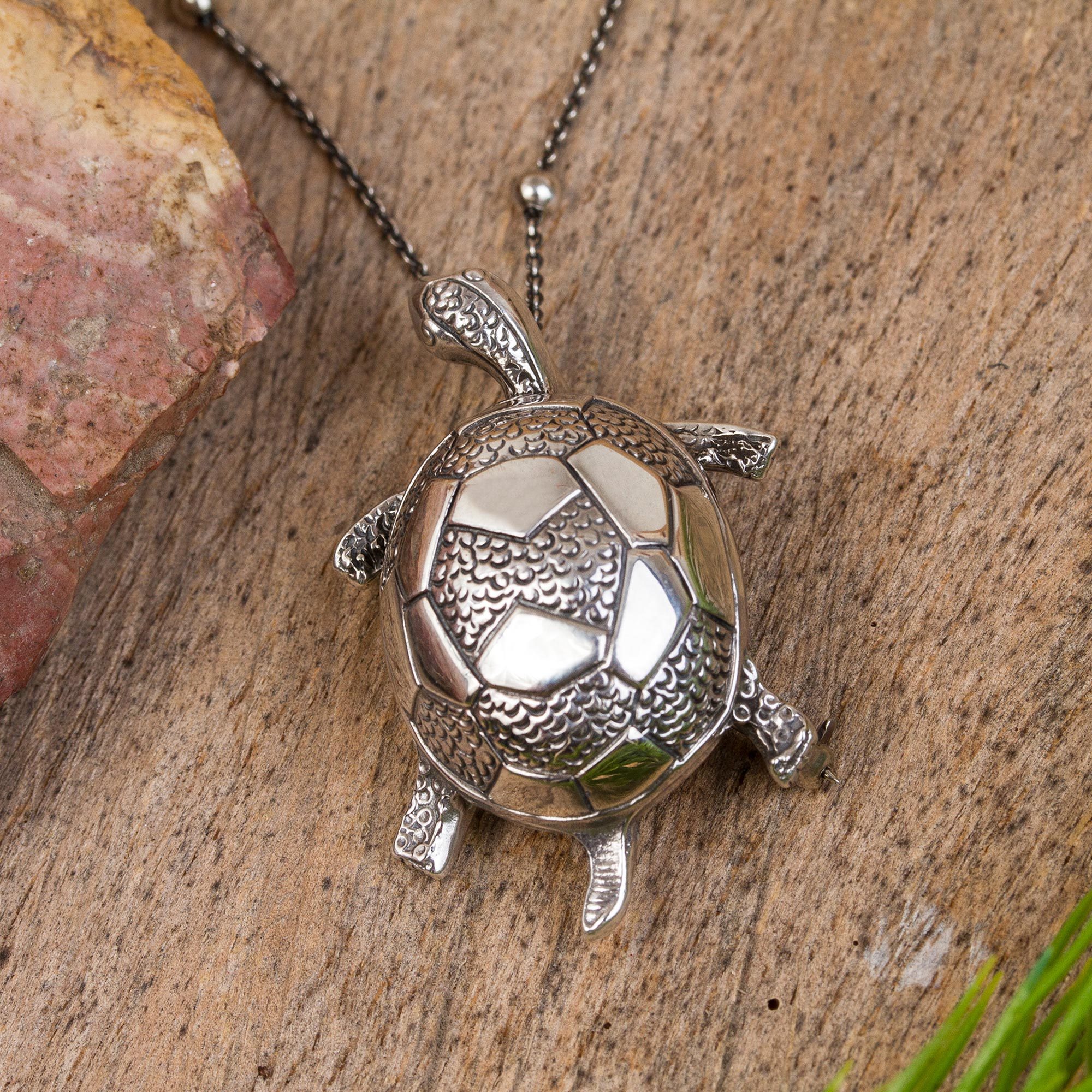 Sterling Silver Tortoise Pendant Necklace from Mexico Little Tortoise
