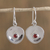 Garnet dangle earrings, 'Parabolic Form' - Modern Garnet Dangle Earrings from Mexico (image 2) thumbail