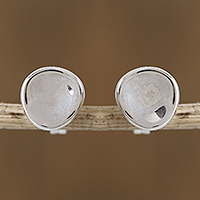 Sterling silver stud earrings, 'Parabolic Shine'