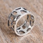 Sterling silver band ring, 'Organic Form' - Modern Sterling Silver Band Ring from Mexico