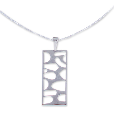 Sterling silver pendant necklace, 'Organic Form' - Modern Sterling Silver Pendant Necklace from Mexico