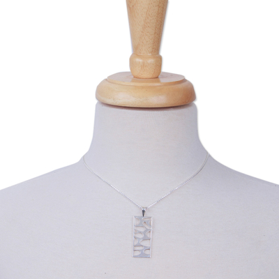 Collar con colgante de plata esterlina - Collar con colgante moderno de plata esterlina de México