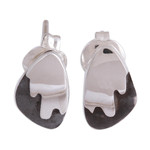 Sterling silver stud earrings, 'Mountain Summits' - Combination Finish Sterling Silver Stud Earrings from Mexico