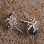 Sterling silver stud earrings, 'Mountain Summits' - Combination Finish Sterling Silver Stud Earrings from Mexico