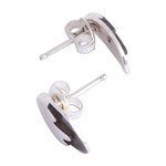 Sterling silver stud earrings, 'Mountain Summits' - Combination Finish Sterling Silver Stud Earrings from Mexico