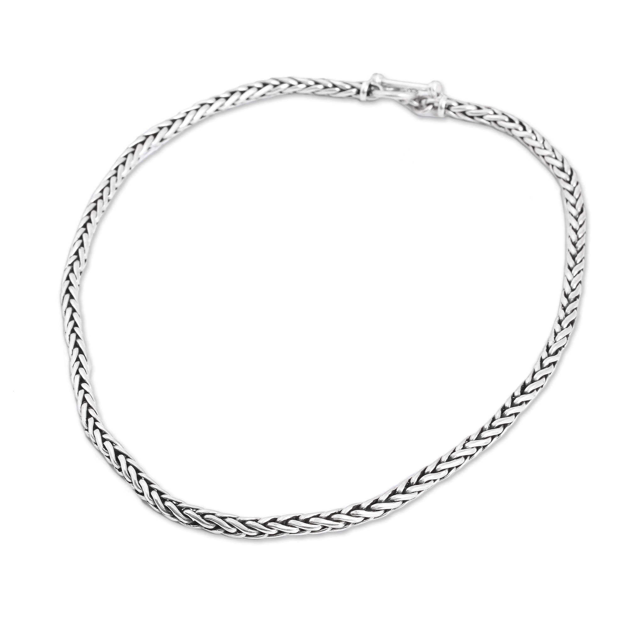 Men's Handcrafted Sterling Silver Wheat Chain Necklace - Sophisticated ...