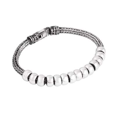 Sterling Silver Naga Chain and Bead Bracelet