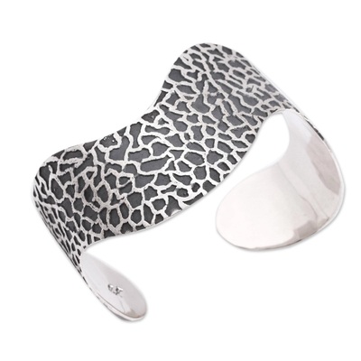 Sterling silver cuff bracelet, 'Sophisticated Savannah' - Modern Abstract Motif Sterling Silver Cuff Bracelet