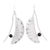 Obsidian dangle earrings, 'Modern Windy Leaves' - Modern Taxco Obsidian Dangle Earrings from Mexico (image 2a) thumbail