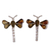 Amber drop earrings, 'Age-Old Dragonflies' - Amber Dragonfly Drop Earrings from Mexico thumbail