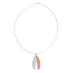 Sterling silver and copper pendant necklace, 'Rippling Leaf' - Leaf-Shaped Sterling Silver and Copper Pendant Necklace