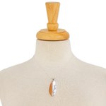 Sterling silver and copper pendant necklace, 'Rippling Leaf' - Leaf-Shaped Sterling Silver and Copper Pendant Necklace