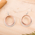 Sterling Silber und Kupfer baumeln Ohrringe, "Eclipsed Circle" - Runde Ohrringe aus Sterlingsilber und Kupfer