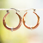 Sterling Silver and Copper Hoop Earrings from Mexico, 'Copper Crescents'