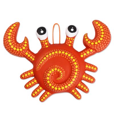 Ceramic wall art, 'Cute Crab' - Hand-Painted Ceramic Crab Wall Art from Mexico