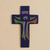 Ceramic wall cross, 'God Lives Here' - Hand-Painted Ceramic Wall Cross from Mexico (image 2) thumbail