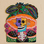 Hand-Painted Ceramic Catrina Wall Art from Mexico, 'Catrina Bust'