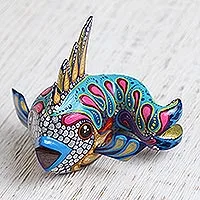 Wood alebrije figurine, 'Shimmering Fish' - Hand-Painted Wood Alebrije Fish Figurine from Mexico