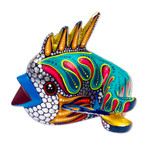 Wood alebrije figurine, 'Shimmering Fish' - Hand-Painted Wood Alebrije Fish Figurine from Mexico