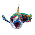 Wood alebrije figurine, 'Shimmering Fish' - Hand-Painted Wood Alebrije Fish Figurine from Mexico