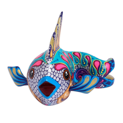 Figurilla de alebrije de madera - Figura de pez Alebrije de madera pintada a mano de México
