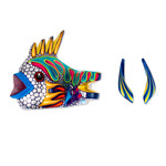 Wood alebrije figurine, 'Shimmering Fish' - Hand-Painted Wood Alebrije Fish Figurine from Mexico