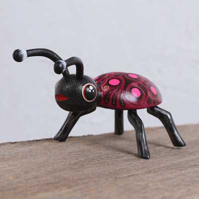 Wood alebrije figurine, 'Ladybug' - Copal Wood Alebrije Ladybug Figurine from Mexico