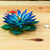 Wood sculpture, 'Hummingbird Banquet' - Colorful Handcrafted Hummingbird and Lotus Wood Sculpture (image 2j) thumbail
