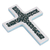 Glass mosaic wall crosses, 'Divine Faith' (pair) - Dark Turquoise and White Glass Mosaic on Wood Crosses (Pair)