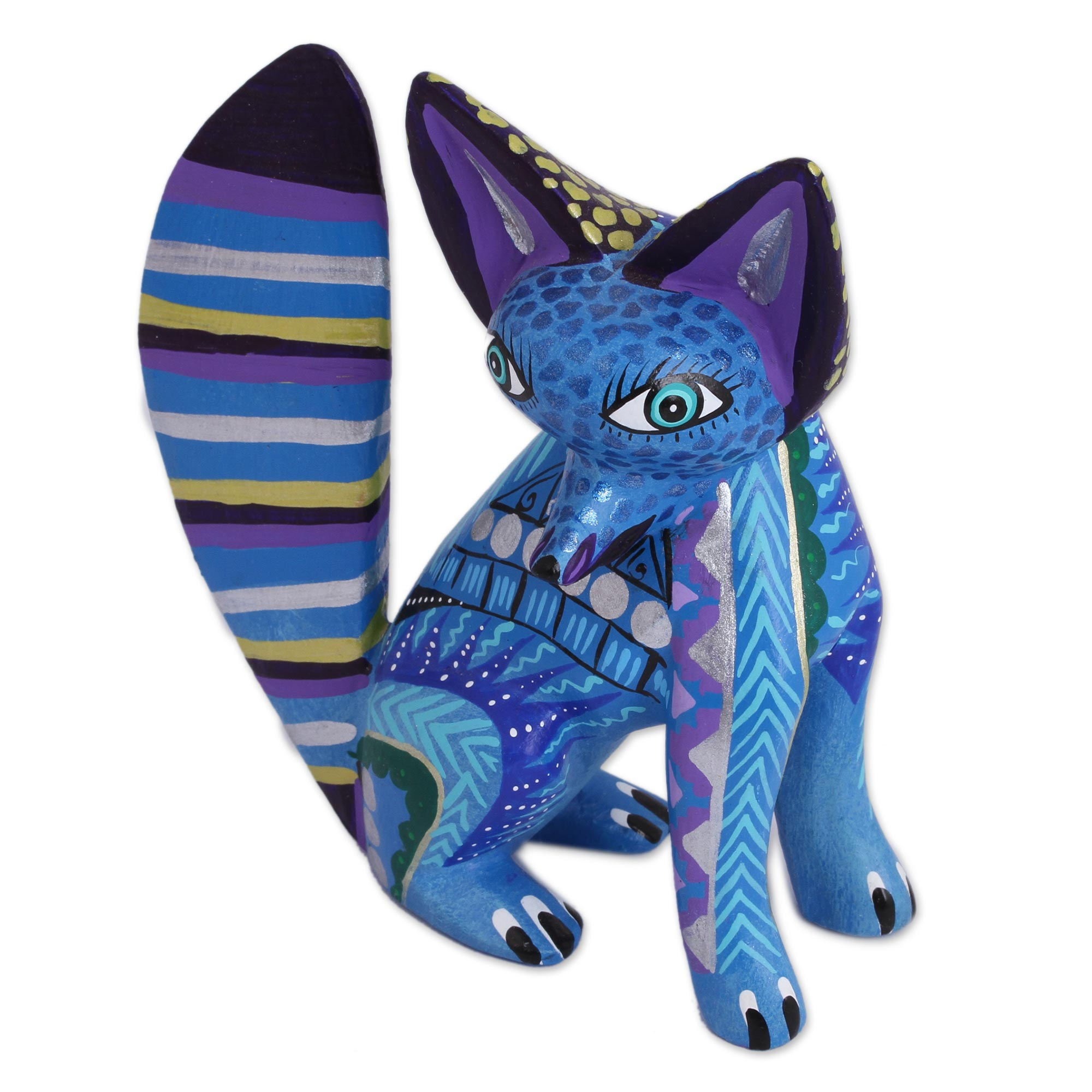 UNICEF Market | Handcrafted Wood Alebrije Fox Sculpture in Blue from ...