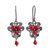 Sterling silver filigree dangle earrings, 'Red Succulence' - Sterling Silver Filigree Dangle Earrings with Red Glass Bead
