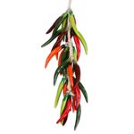Ceramic decorative accent, 'Bird's Beak Chile Bunch' - Ceramic Pepper Decorative Ristra from Mexico