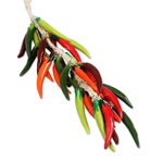 Ceramic decorative accent, 'Bird's Beak Chile Bunch' - Ceramic Pepper Decorative Ristra from Mexico