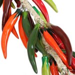 Ceramic decorative accent, 'Bird's Beak Chile Bunch' - Ceramic Pepper Decorative Ristra from Mexico