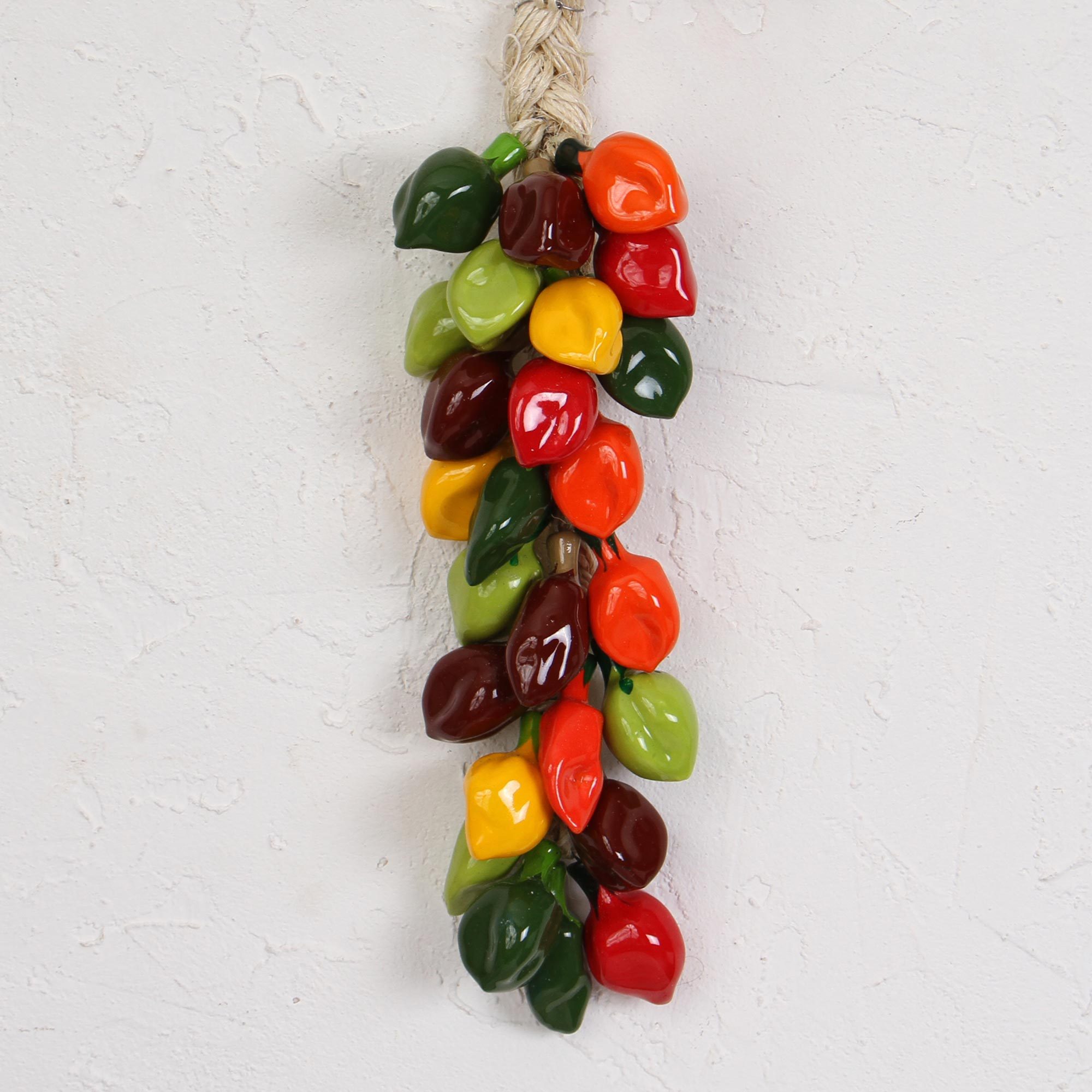Ceramic Habanero Pepper Decorative Ristra from Mexico, 'Habanero Bunch'