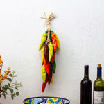 Ceramic decorative accent, 'Guero Bunch' - Ceramic Guero Chile Pepper Decorative Ristra from Mexico