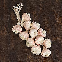 Ceramic decorative accent, 'Garlic Bunch' - Ceramic Garlic Decorative Ristra Accent from Mexico