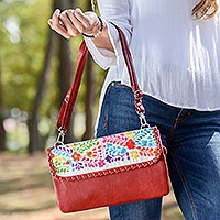 Cotton accent leather sling,