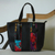 Cotton accent leather tote, 'Chiapas Beauty' - Floral Cotton Accent Blue Leather Tote from Mexico (image 2b) thumbail