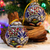 Ceramic ornaments, 'Floral Spheres' (pair) - Hand-Painted Ceramic Ornaments from Mexico (Pair)