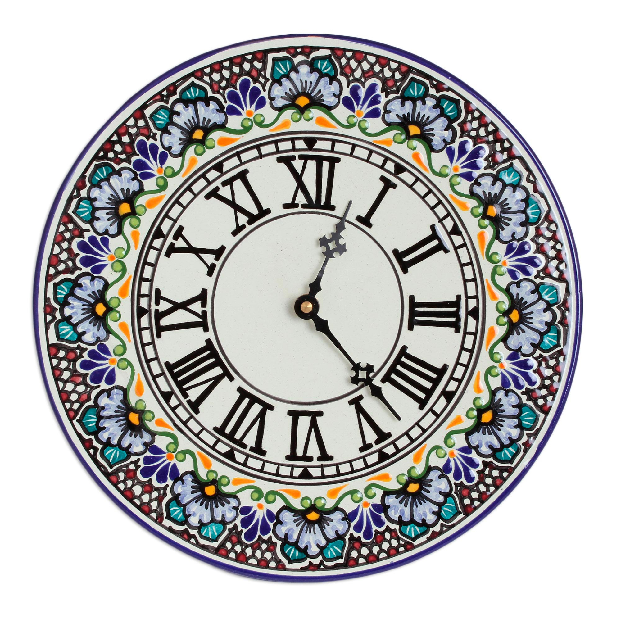 Hand-Painted Talavera Ceramic Clock from Mexico - Timeless Talavera ...
