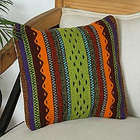 Zapotec wool cushion cover, 'Zapotec Colors' - Multicolored Zapotec Wool Cushion Cover from Mexico