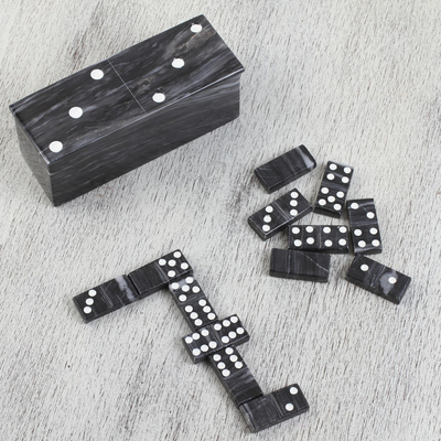 Marmor-Domino-Set, (6 Zoll) - Domino-Set aus grauem Marmor aus Mexiko (6 Zoll)