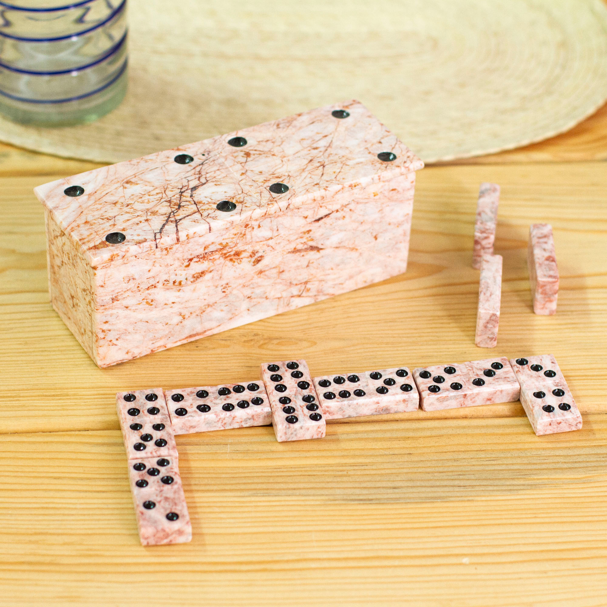 Pink Marble Domino Set from Mexico 