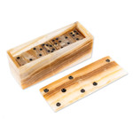 Onyx domino set, 'Never Lose' - Beige Onyx Domino Set from Mexico