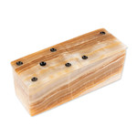 Onyx domino set, 'Never Lose' - Beige Onyx Domino Set from Mexico