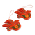 Ceramic ornaments, 'Orange Doves' (pair) - Colorful Flowers on Orange Ceramic Dove Ornaments (Pair) (image 2c) thumbail
