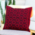 Cotton cushion cover, 'Crimson Delight' - Handwoven Cotton Cushion Cover in Crimson and Black thumbail