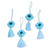 Cotton ornaments, 'Flower Festivity in Cerulean' (set of 4) - Floral Cotton Ornaments in Cerulean from Mexico (Set of 4) (image 2a) thumbail